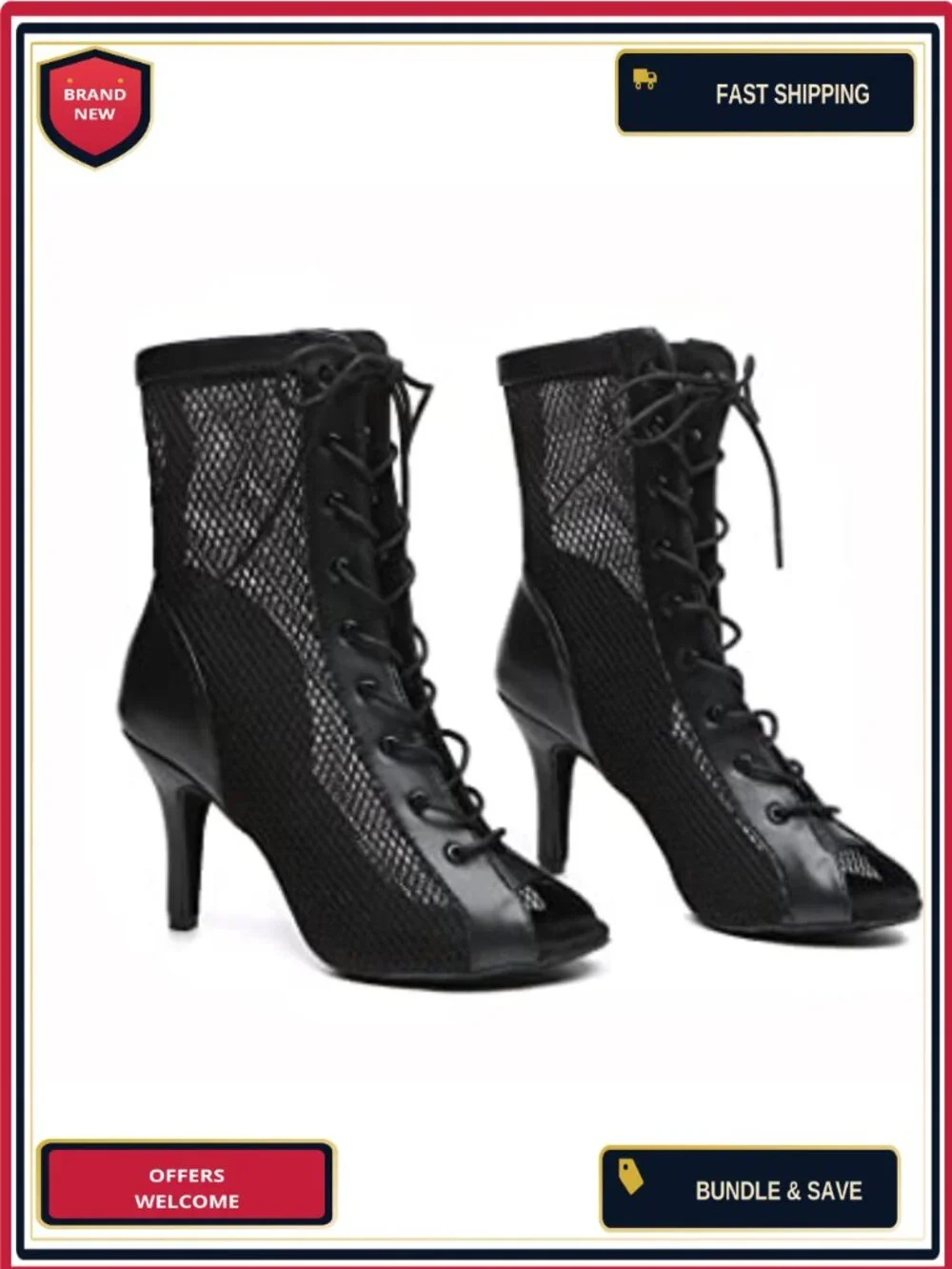 Women's Ankle Booties Stiletto Heels Open Toe Suede Sole Dance Shoes Party